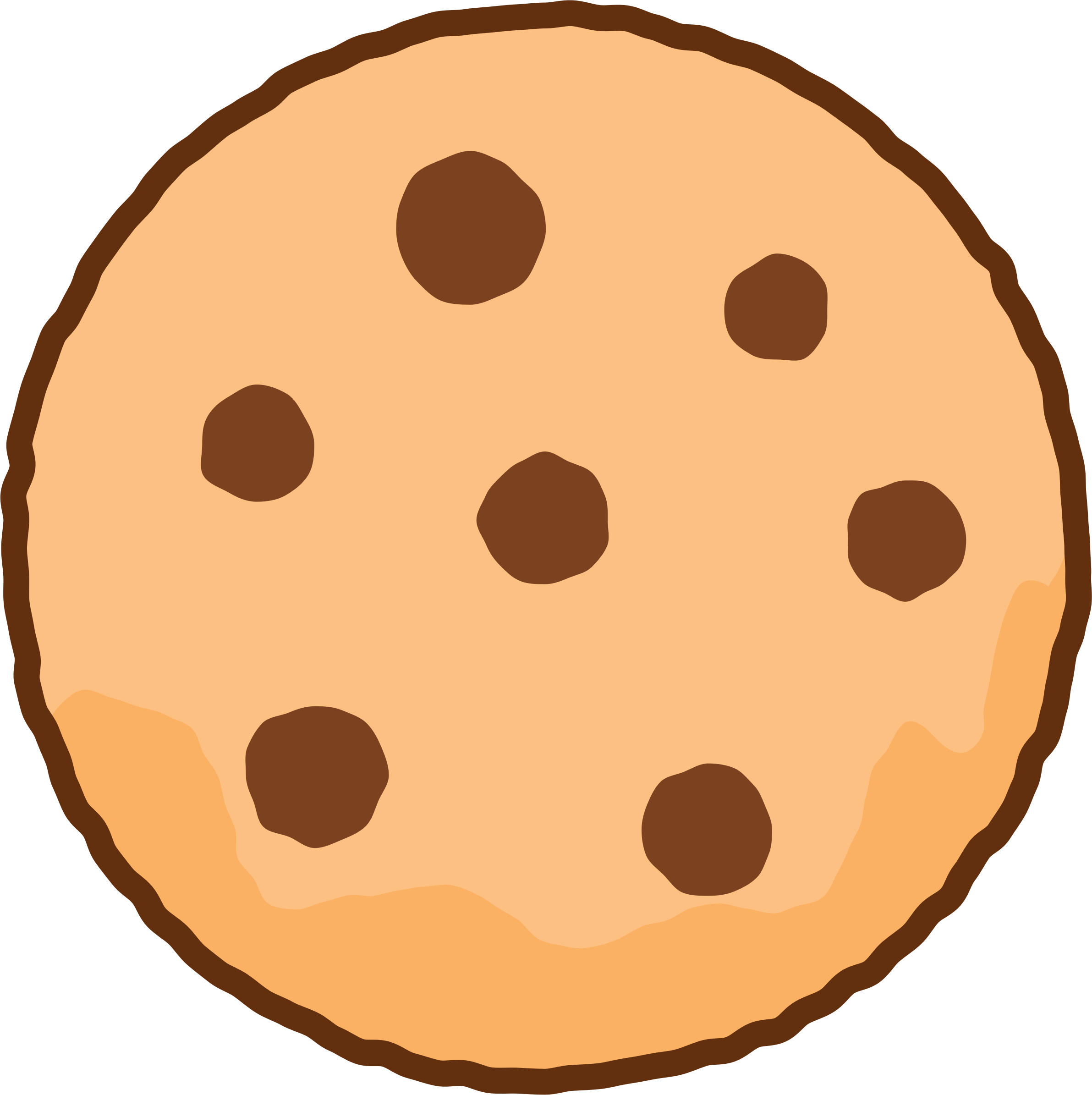 Simple Cartoon Chocolate Chip Cookie Icon Brown Outline PNG Clipart