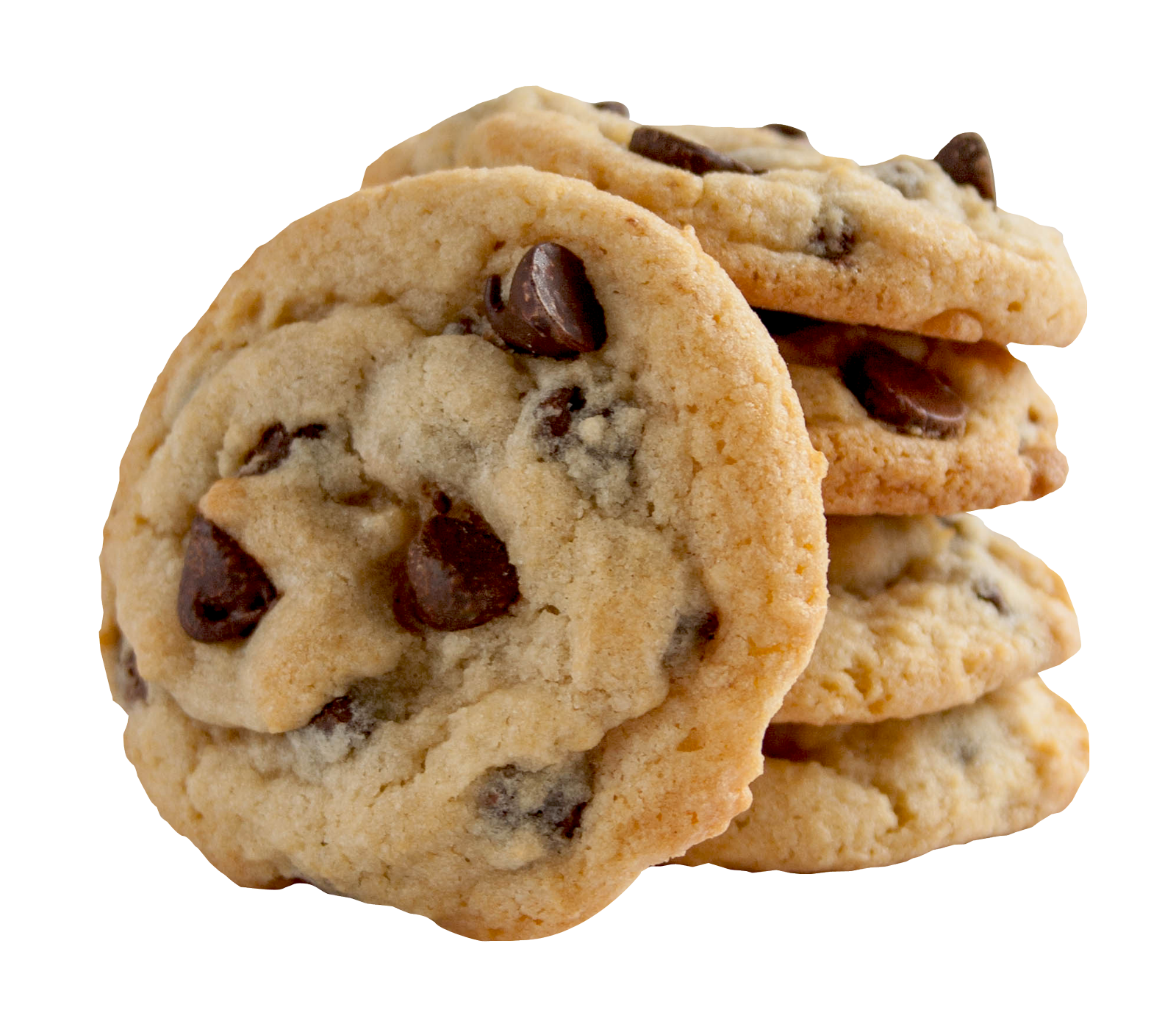 Stacked Chocolate Chip Cookies Showing Soft Baked Center PNG Image