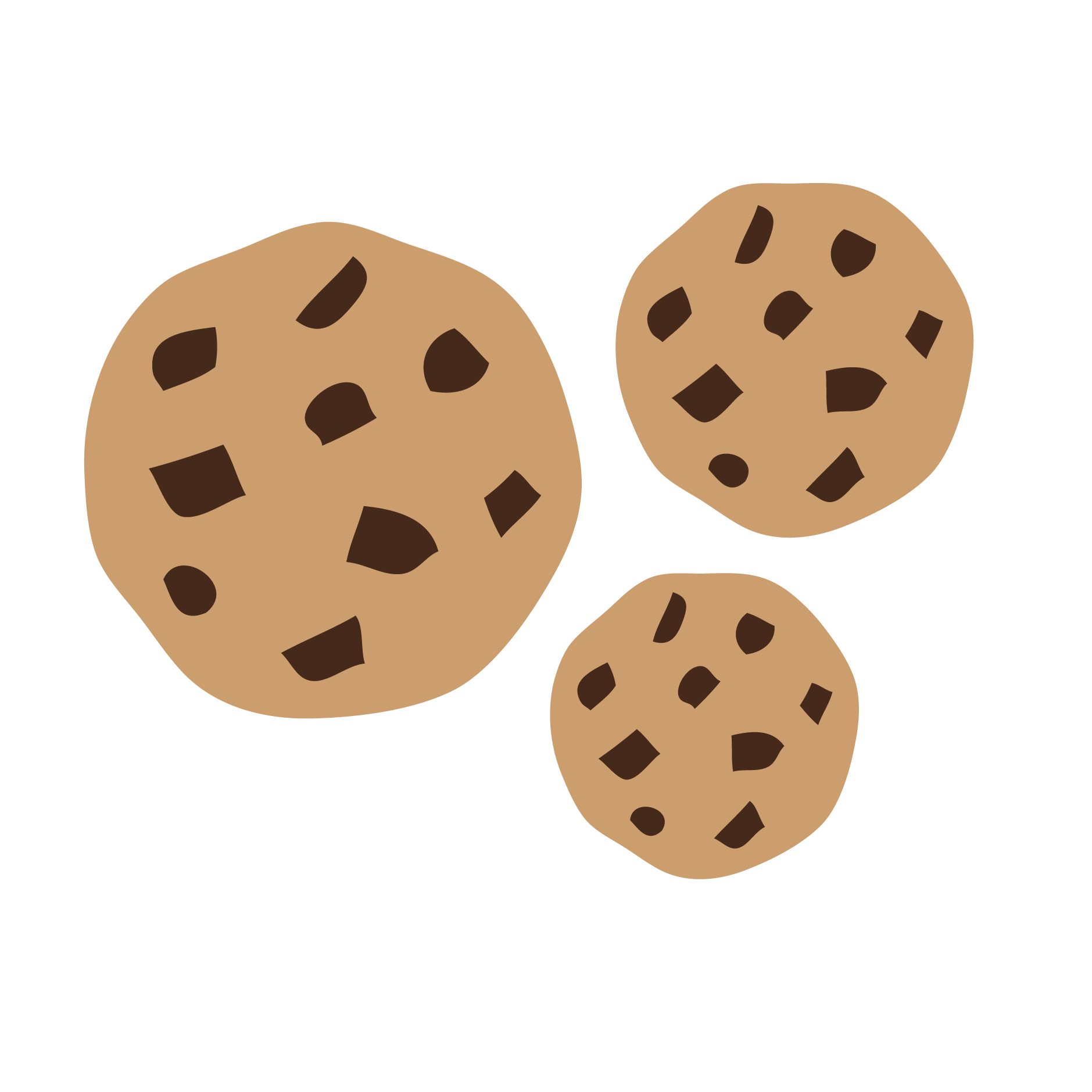 Three Simple Chocolate Chip Cookie Icons Flat Cartoon PNG Clipart