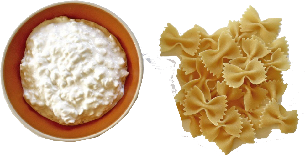 Bowl Of Cottage Cheese With Bow Tie Pasta Isolated Transparent PNG