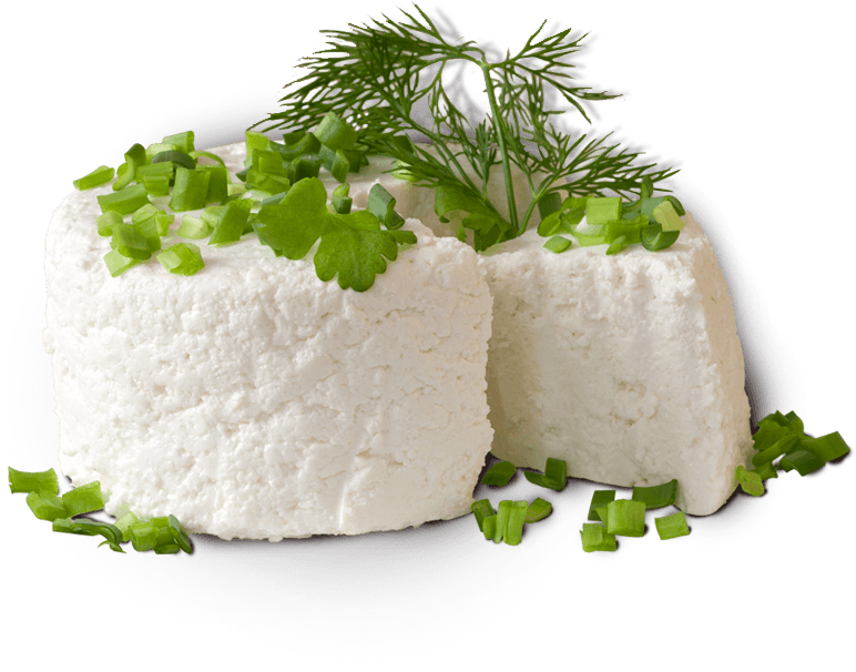 Cottage Cheese With Fresh Green Herbs On Black Background PNG Image
