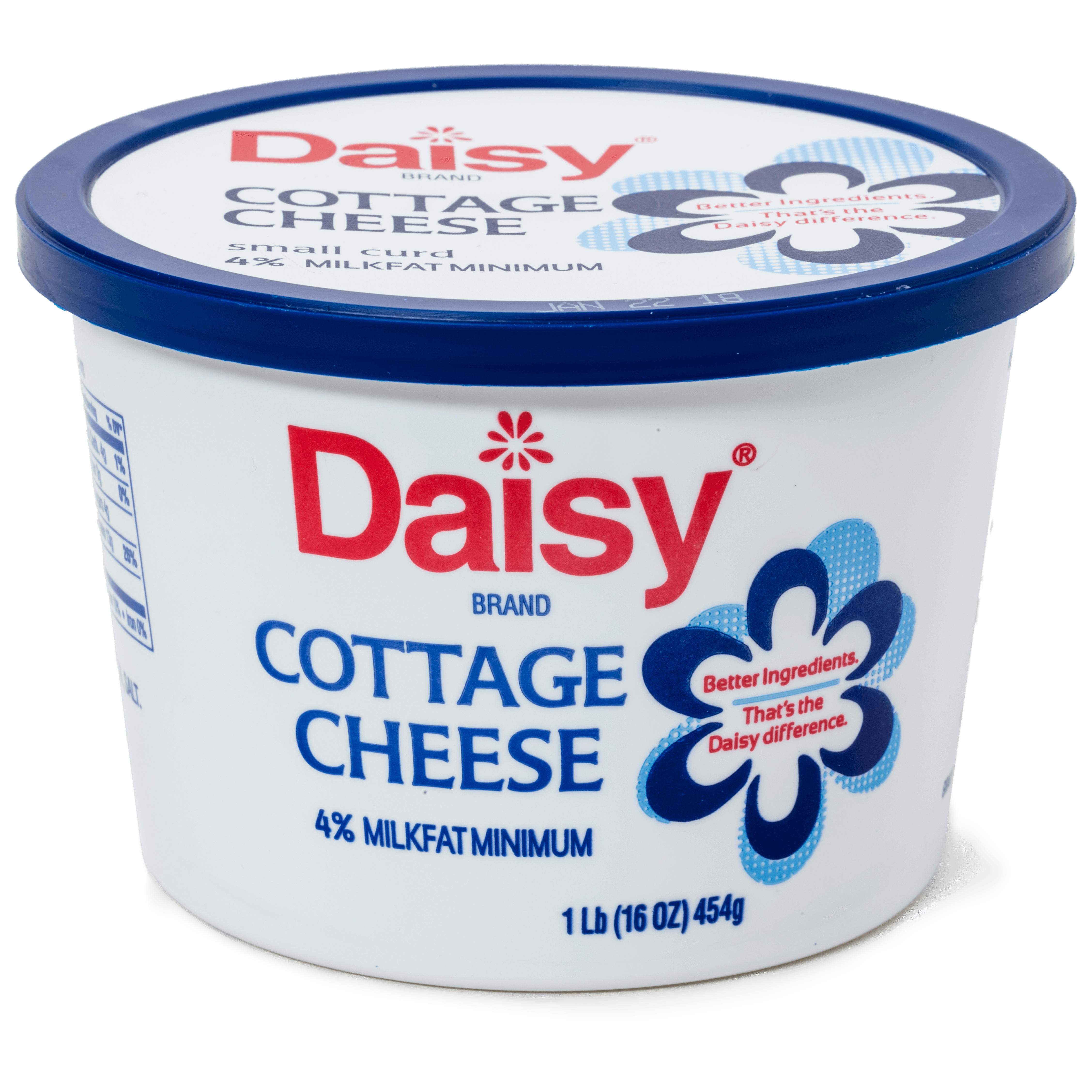 Daisy Regular Cottage Cheese Blue Lid Tub Transparent Background PNG Image
