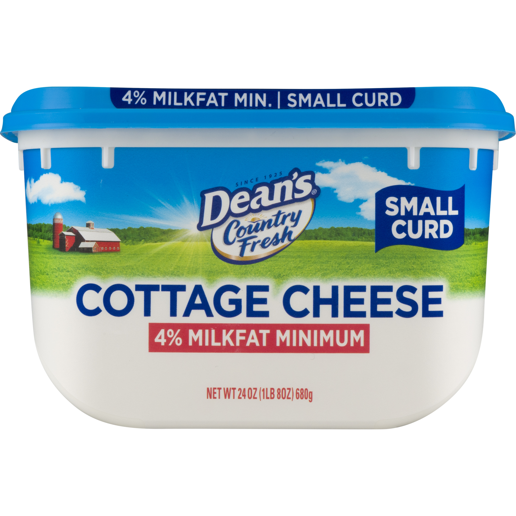 Deans Small Curd Cottage Cheese Blue Tub Product Packaging PNG Image