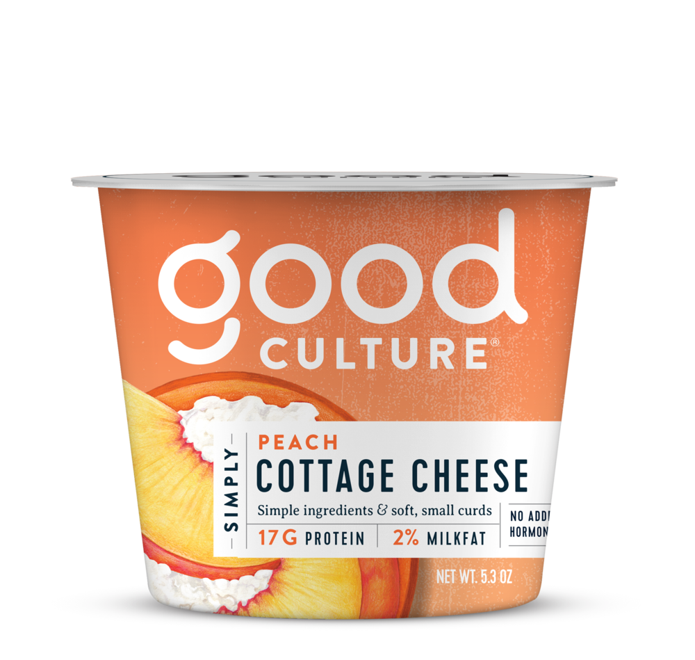 Good Culture Peach Cottage Cheese Orange Cup Product Packaging PNG Image