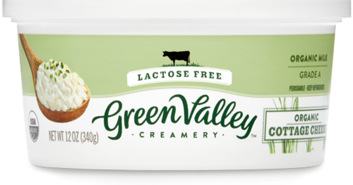 Green Valley Lactose Free Cottage Cheese Green Tub PNG Product Packaging