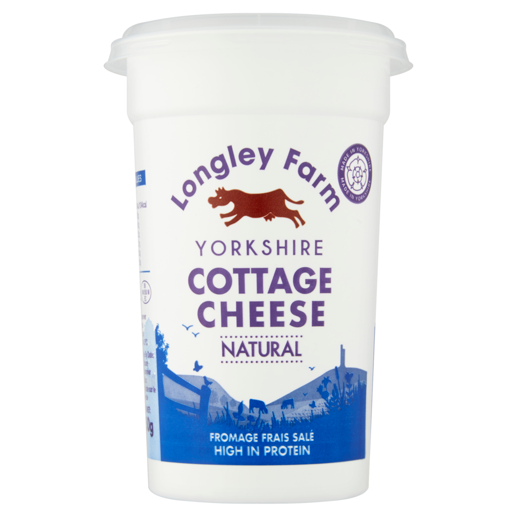 Langley Farm Yorkshire Cottage Cheese Natural Blue Tub PNG Packaging