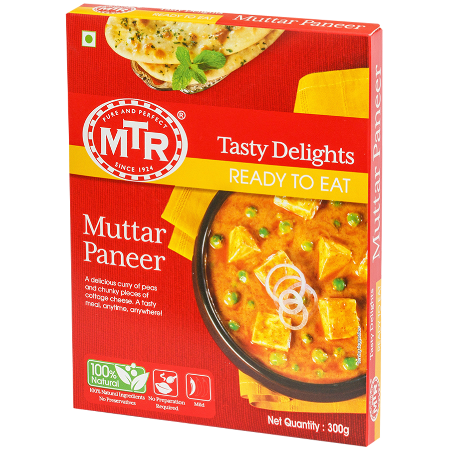 MTR Mutter Paneer Indian Curry Meal Package Red Box PNG Product Image