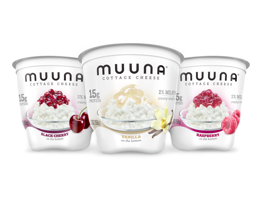 Muuna Cottage Cheese Multi Pack With Fruit Flavor Labels PNG Packaging