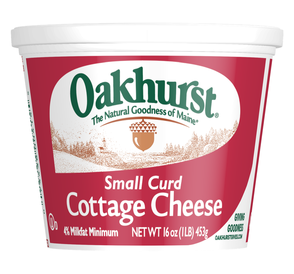 Oakhurst Small Curd Cottage Cheese White And Red Tub PNG Product Photo
