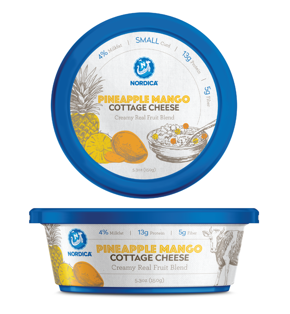 Organic Valley Cottage Cheese Two Blue Label Cups PNG Product Photo