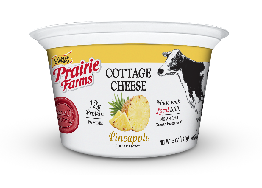 Prairie Farms Pineapple Cottage Cheese Tub Isolated Transparent PNG
