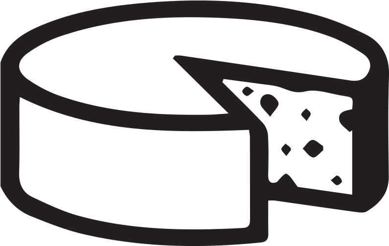 Simple Black Cottage Cheese Wheel With Wedge Outline PNG Icon