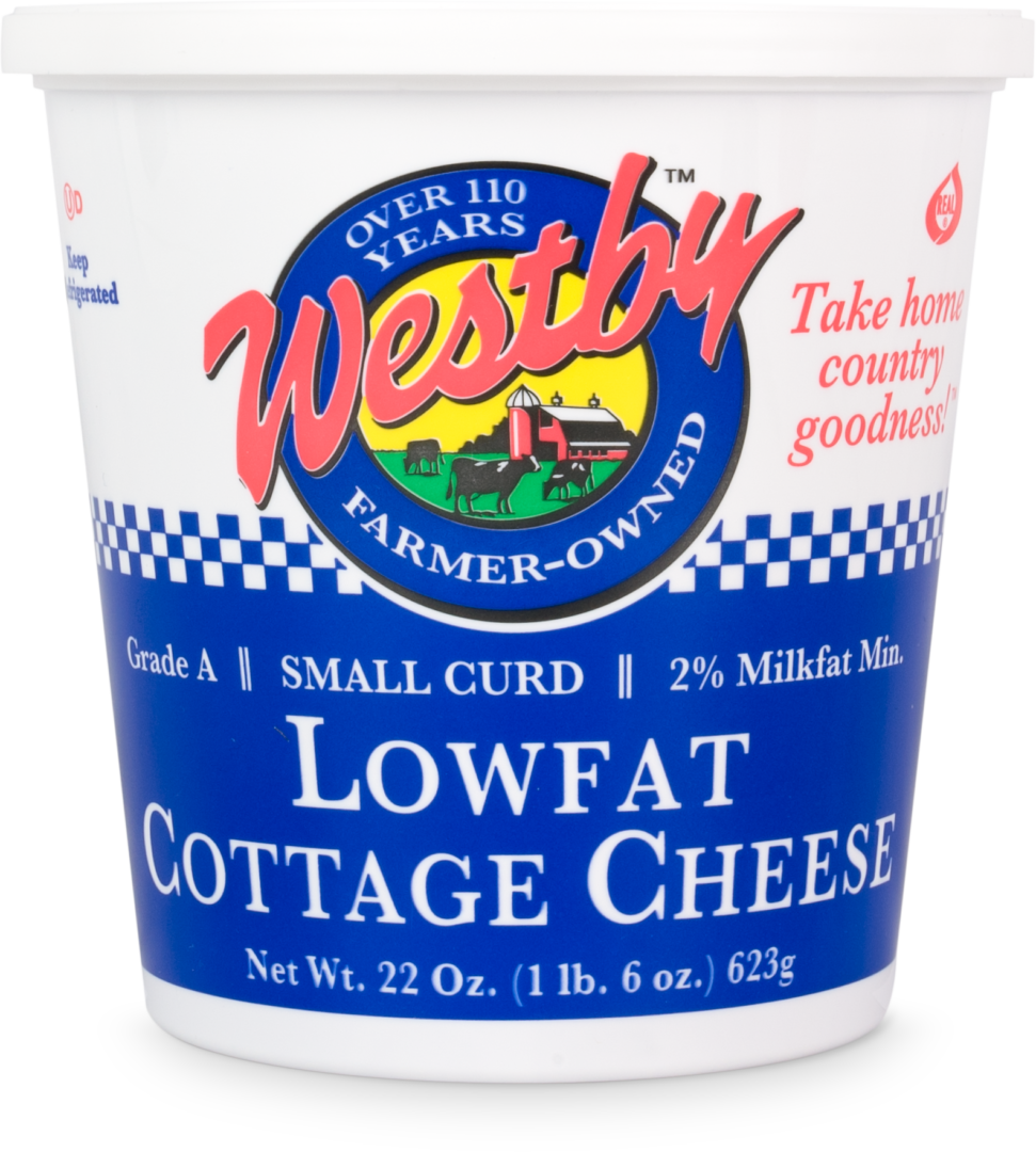 Westby Small Curd Lowfat Cottage Cheese White And Red Container PNG Image