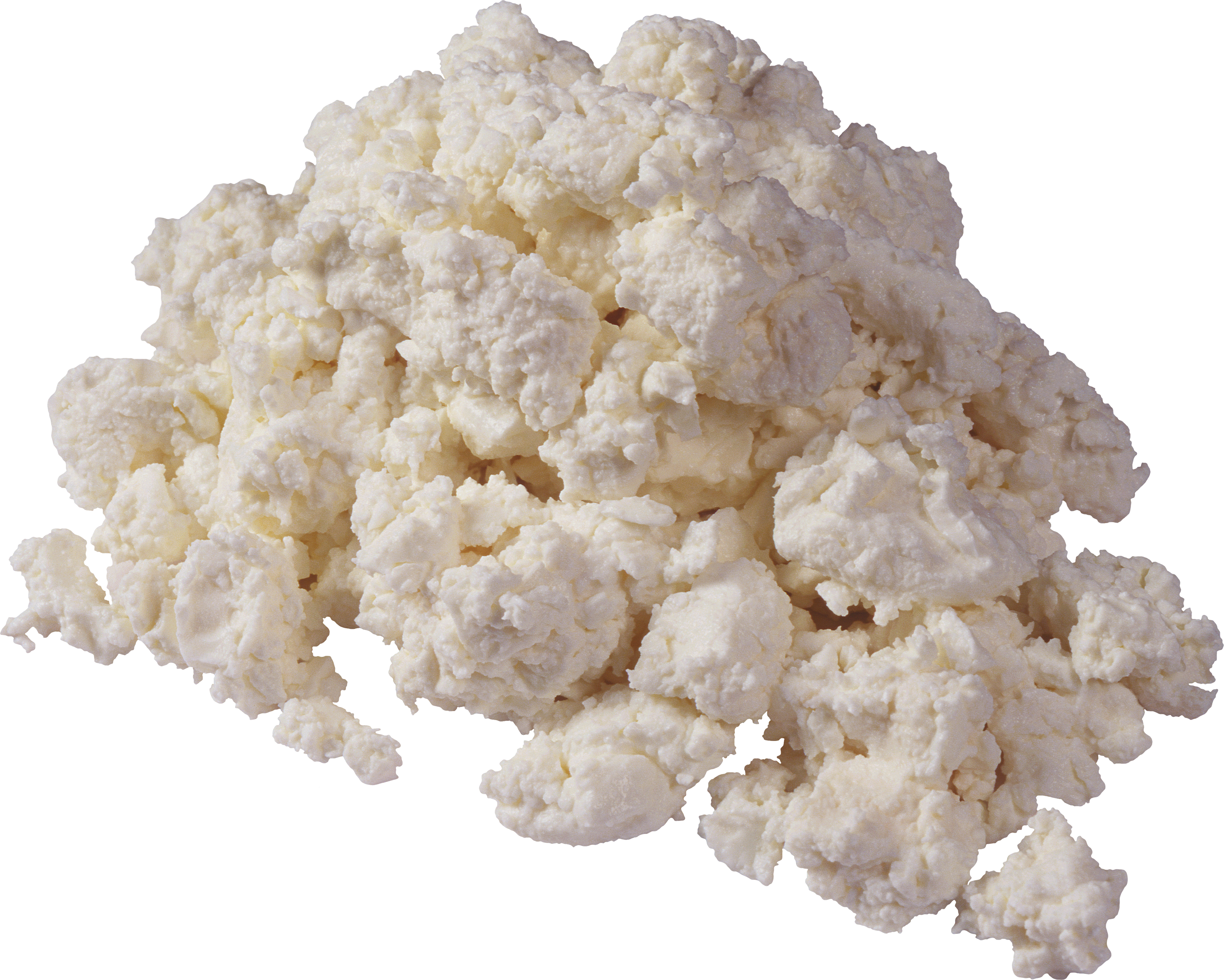 White Cottage Cheese Curds Pile Isolated On Transparent Background PNG Image