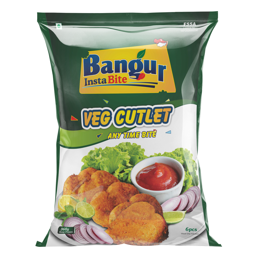 Bangur Vegetarian Cutlet Frozen Food Bag Product Packaging PNG Image