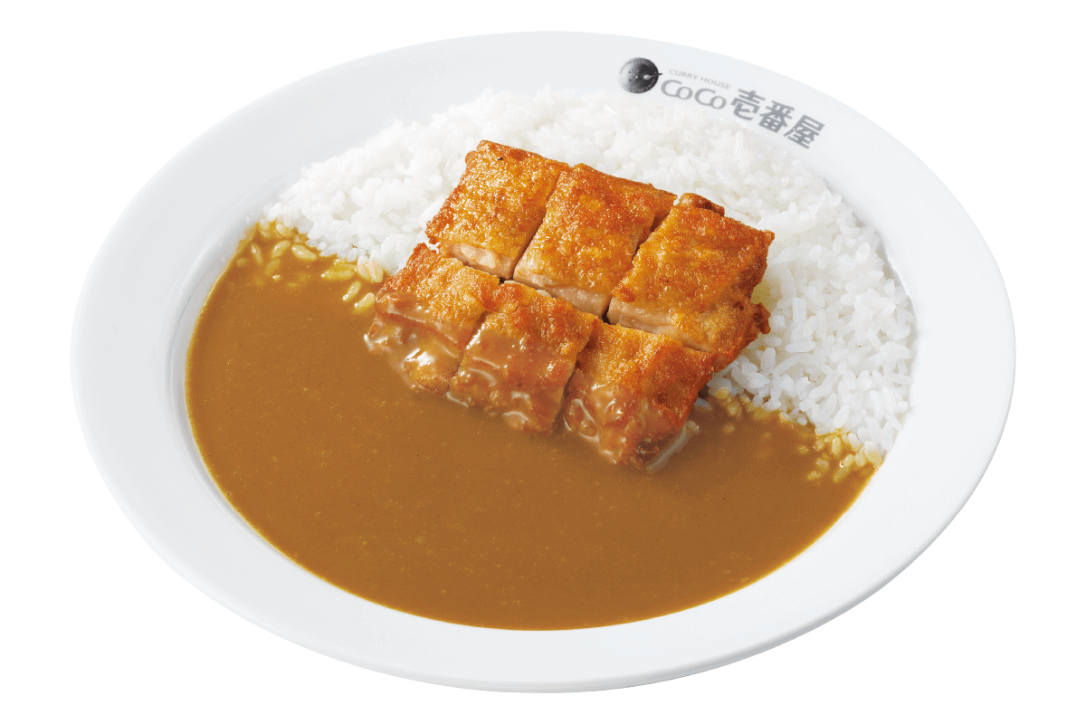 Breaded Cutlet Curry With Rice On White Plate PNG Food Image