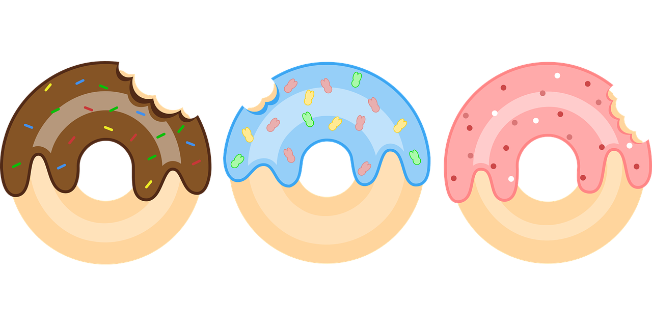 Colorful Chocolate Glazed Donut Illustrations With Sprinkles PNG Clipart