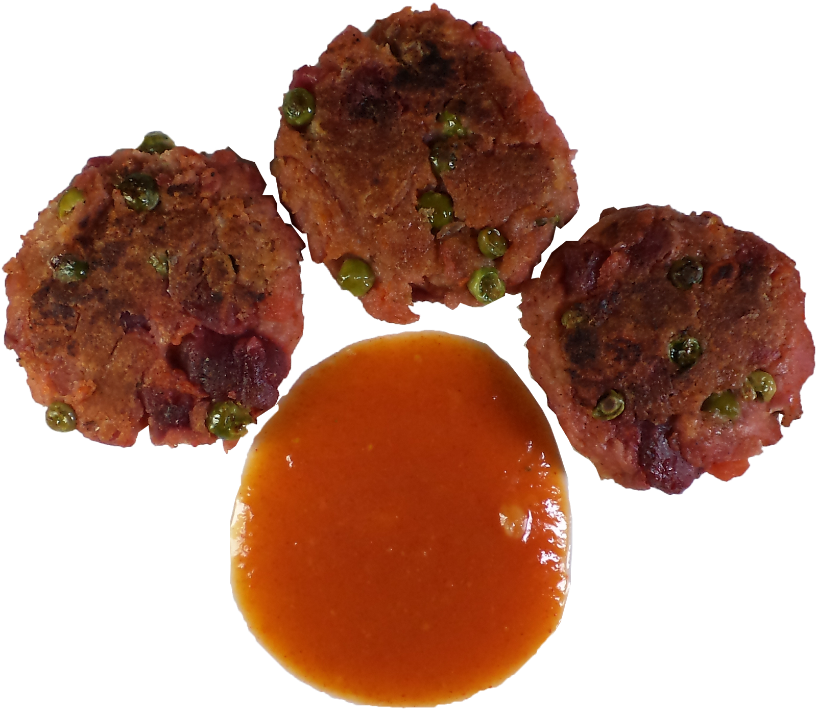 Four Seasoned Meat Patties Served With Tomato Sauce PNG Food Photo