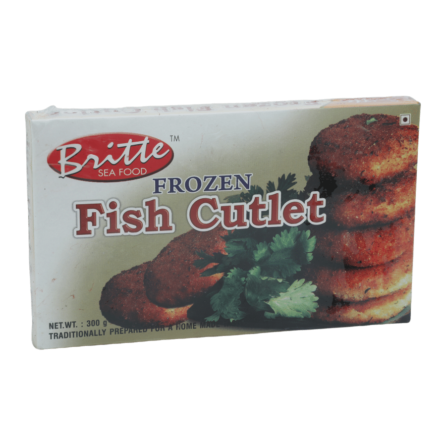 Frozen Fish Cutlet Box Product Packaging With Serving Photo PNG Image