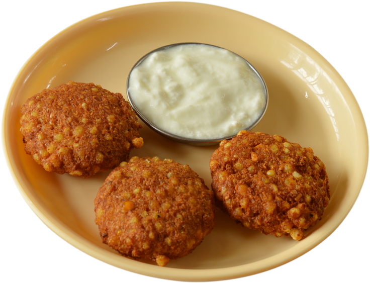 Indian Vegetable Cutlets Served With Creamy Dipping Sauce PNG Food Photo