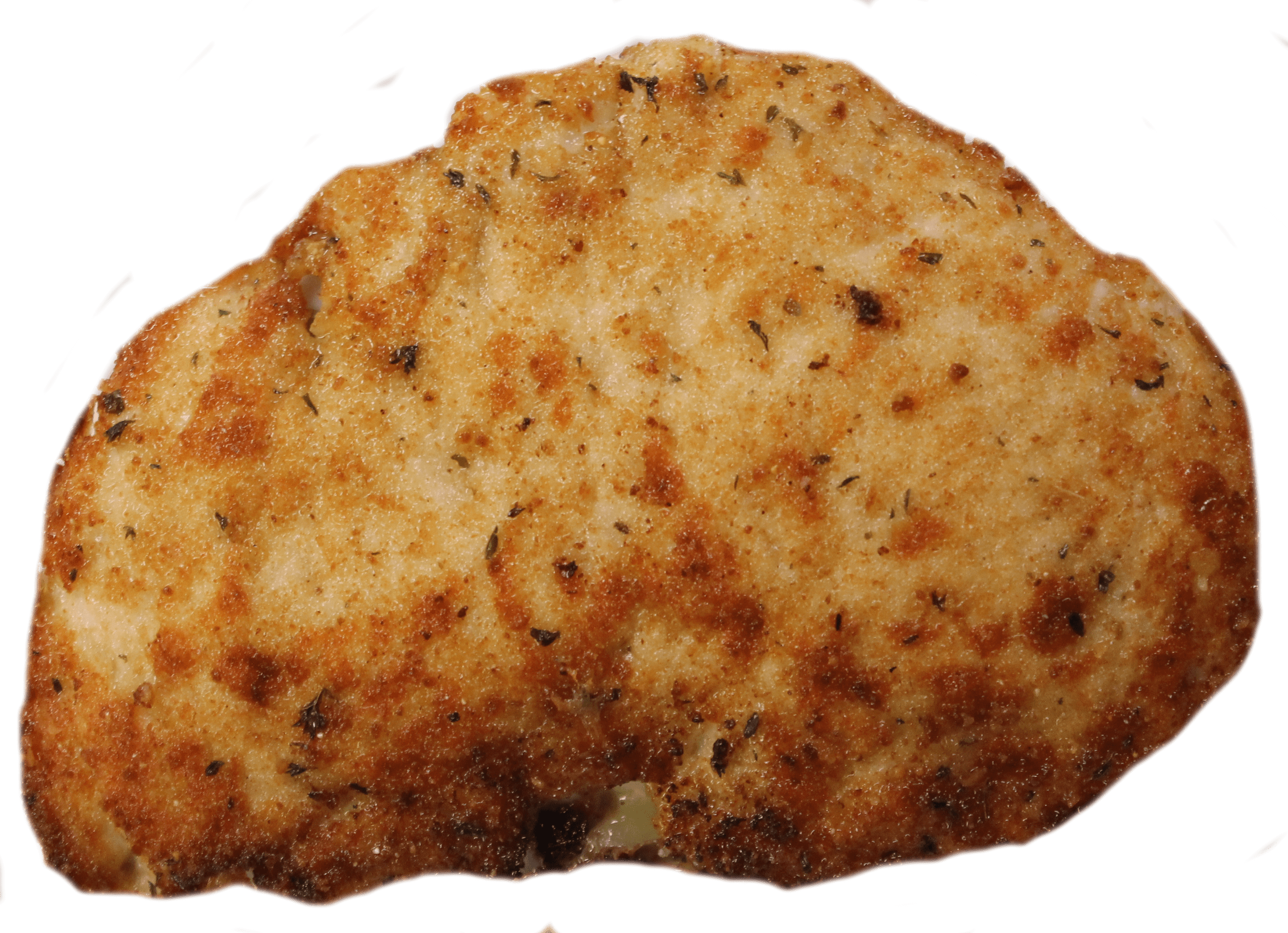 Large Golden Breaded Cutlet Isolated On Green Background PNG Image