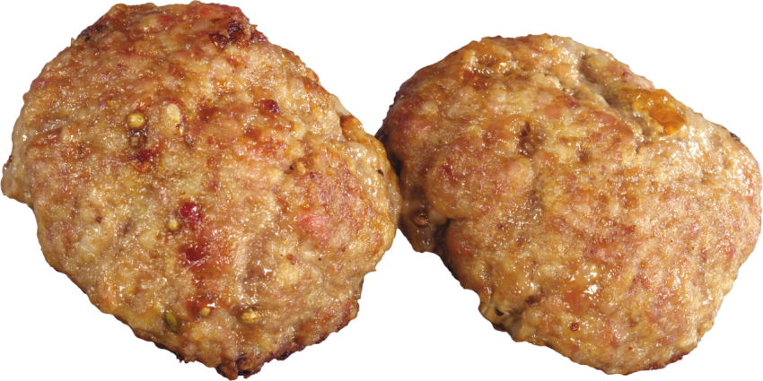 Two Round Savory Meat Patties Isolated On White PNG Clipart
