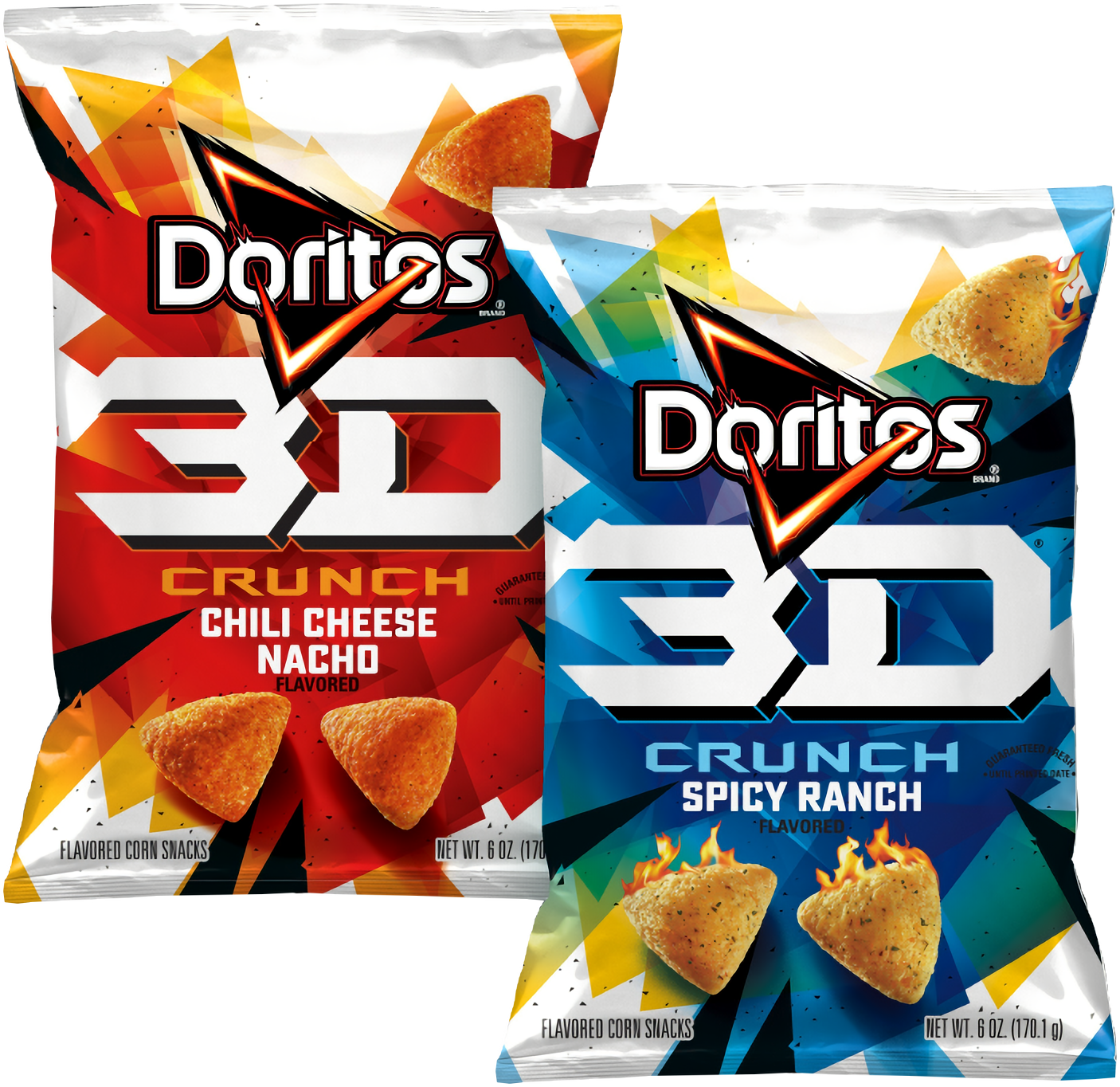 Doritos 3D Crunch Cheese And Spicy Ranch Variety Bags PNG Product Set
