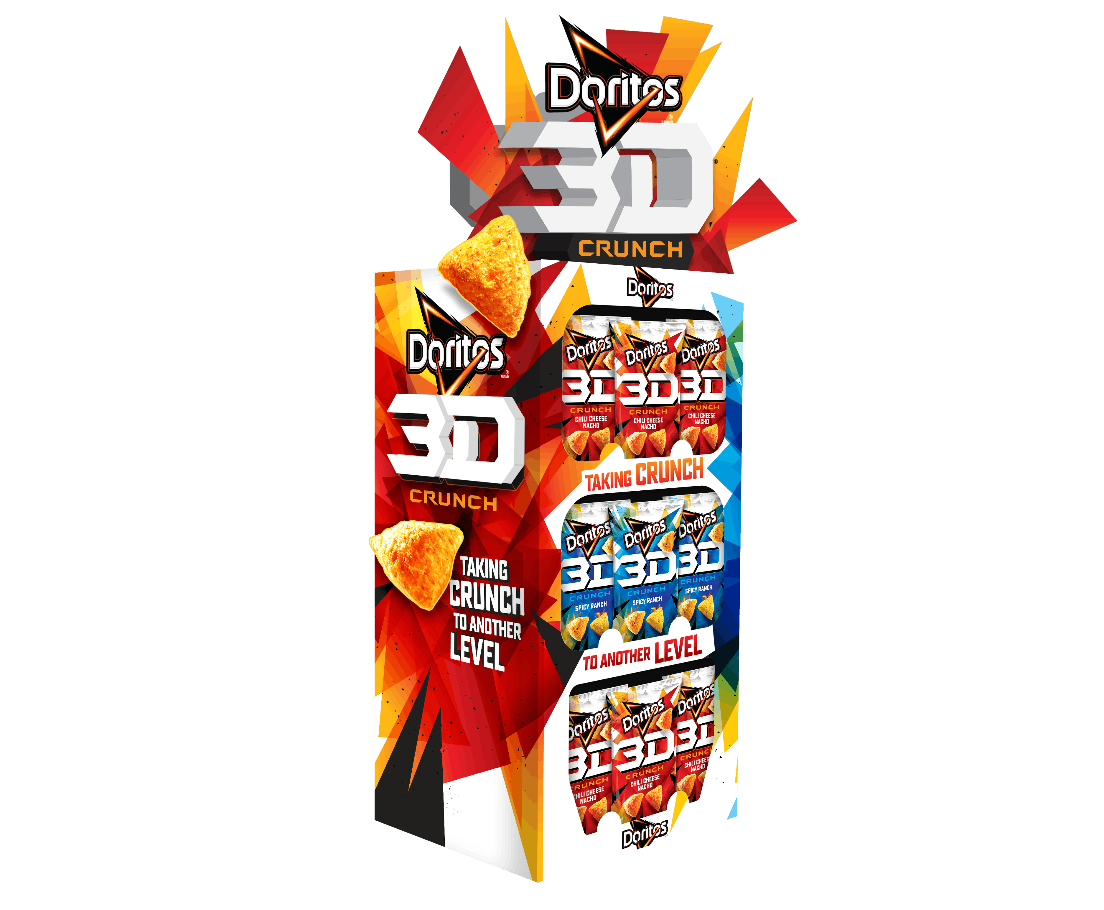 Doritos 3D Crunch Chip Variety Display Stand Red Retail Package PNG