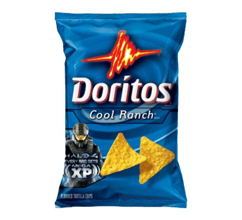 Doritos Cool Ranch Blue Bag With Spicy Starburst Logo PNG Product Image