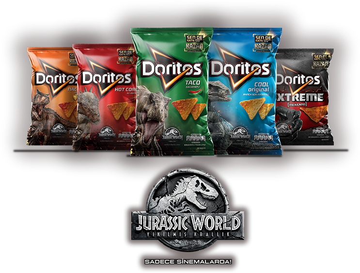 Doritos Jurassic World Promotional Chip Bags Assorted Flavors PNG