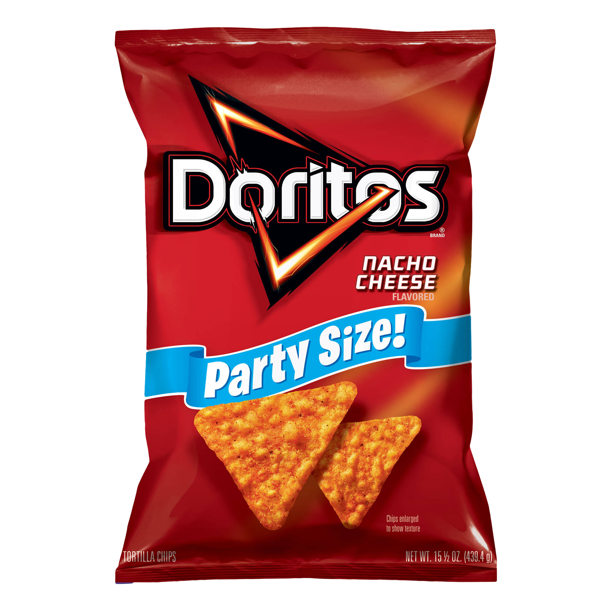 Doritos Nacho Cheese Party Size Chips Bag With Bold Logo PNG Photo