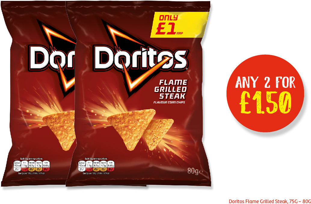 Doritos Nacho Cheese Snack Bag Two Pack Special Offer Graphic PNG