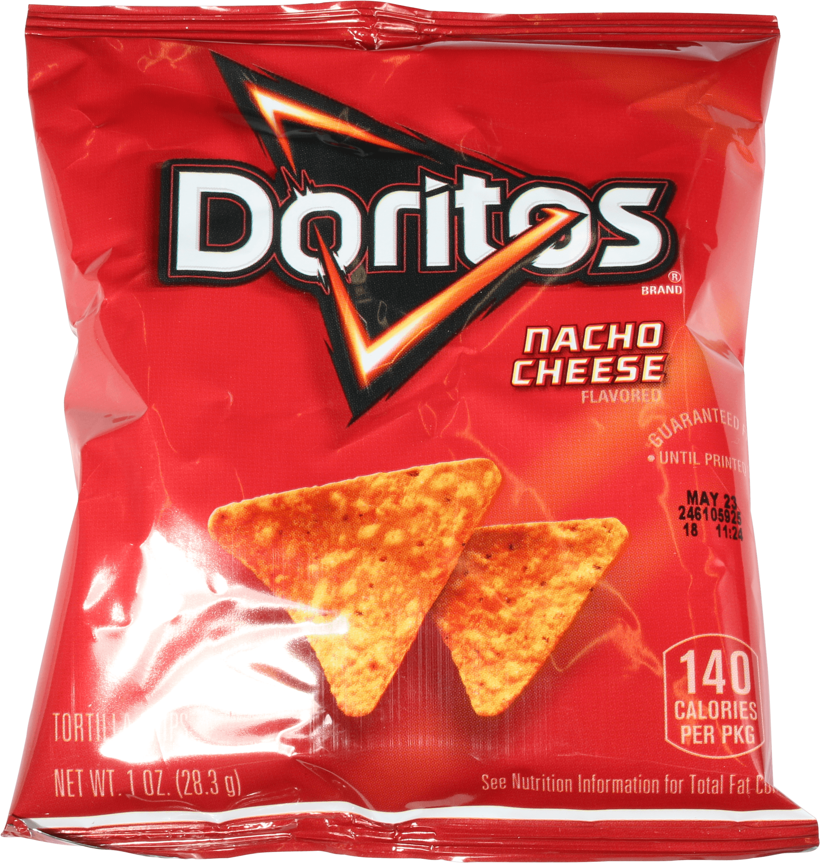 Doritos Nacho Cheese Tortilla Chips Red Snack Bag Product PNG Image