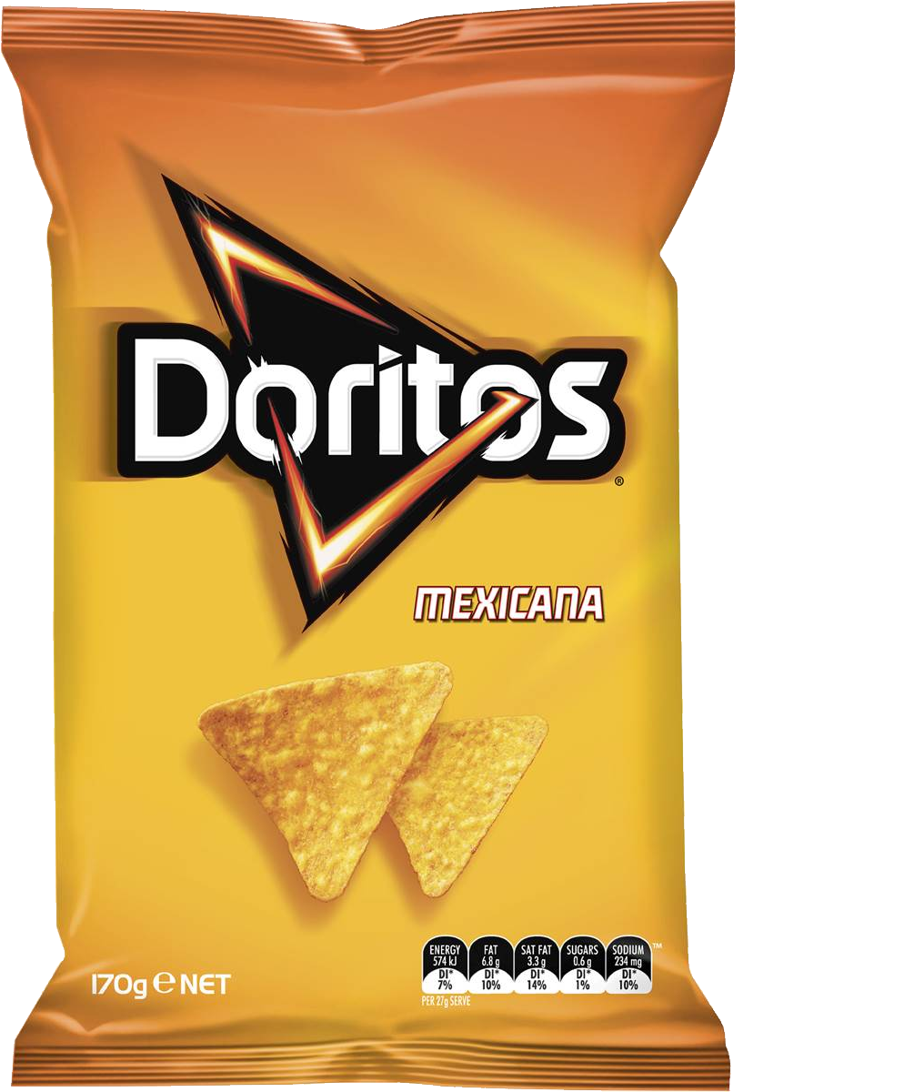 Doritos Nacho Cheese Yellow Orange Chip Bag Isolated PNG Product Image