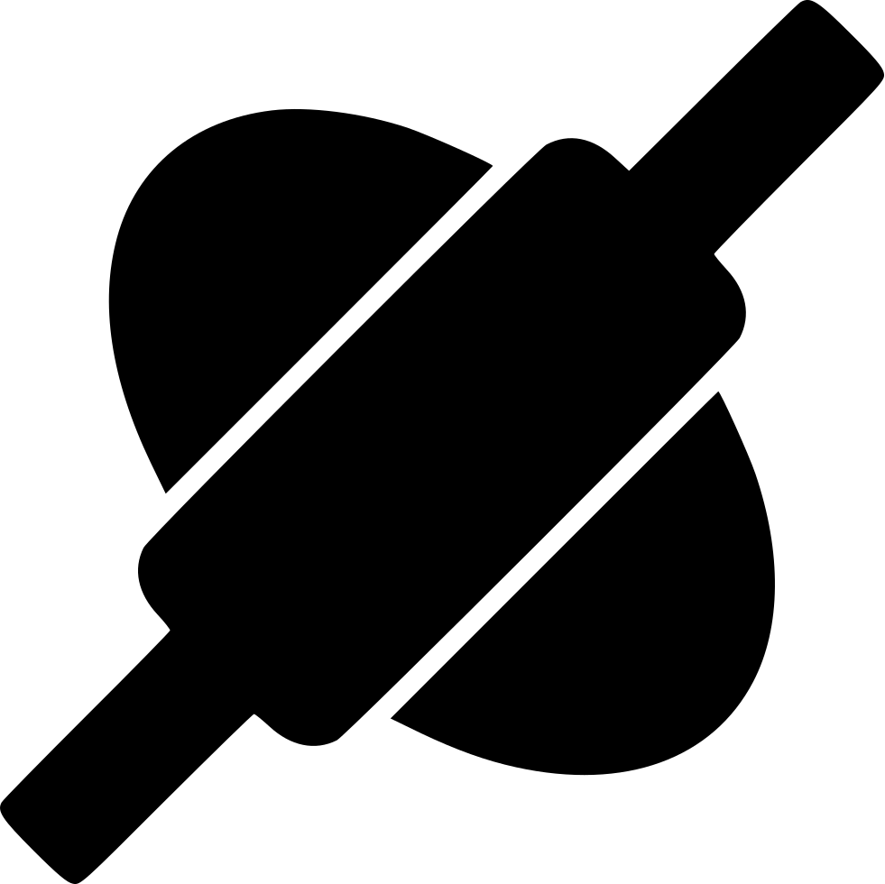 Black Silhouette Rolling Pin Over Dough Circle Baking Icon PNG