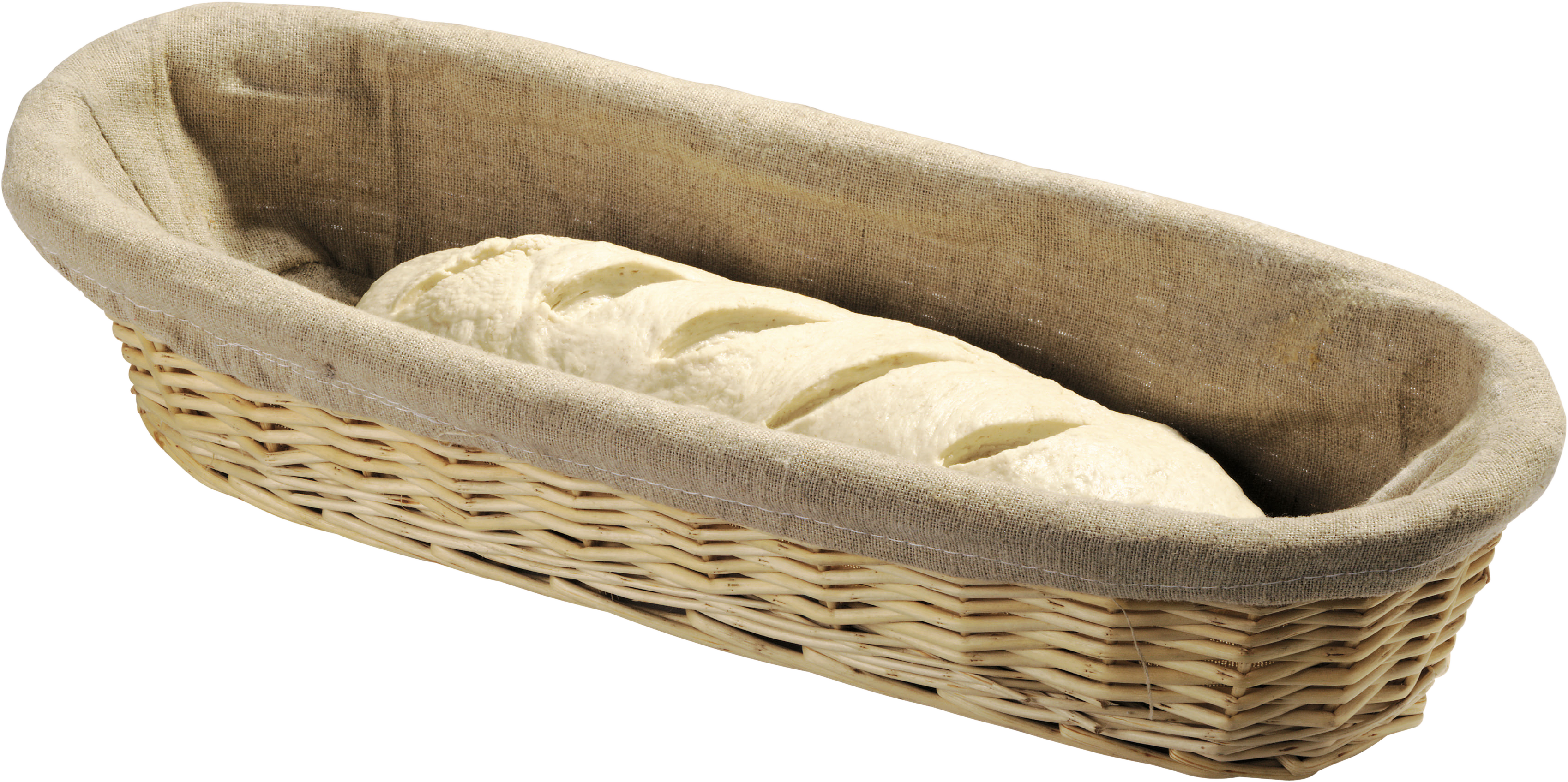 Bread Dough Loaf Proofing Inside Oval Wicker Basket PNG Image