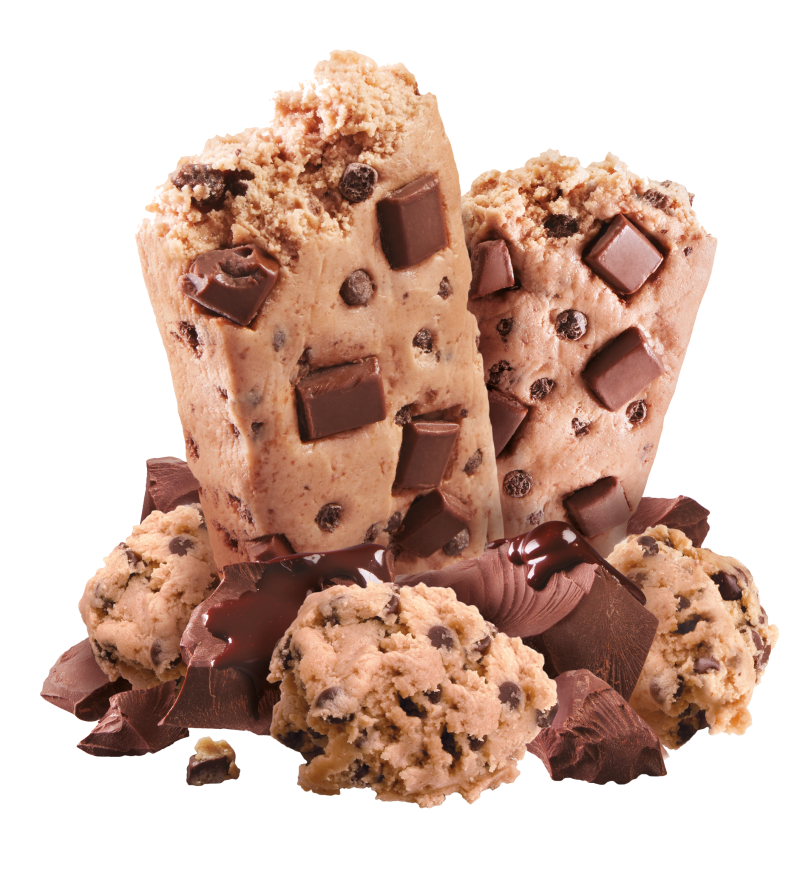 Chocolate Chip Cookies And Cookie Dough Pieces Isolated PNG Image