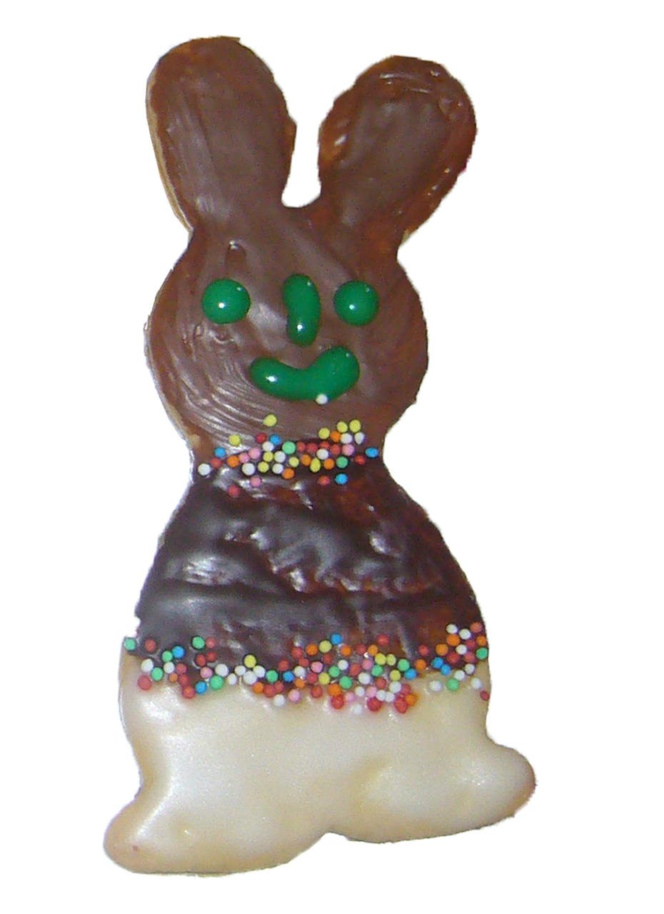 Decorative Chocolate Bunny Candy With Colorful Spring Details PNG Image