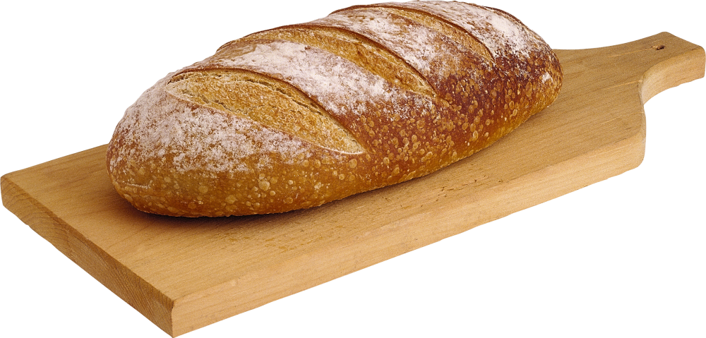 Fresh Baked Artisan Bread Loaf On Wooden Cutting Board PNG Photo