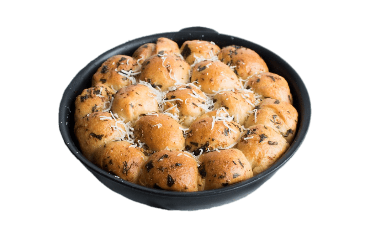 Fresh Dinner Rolls Baked Together In Round Black Pan PNG Image