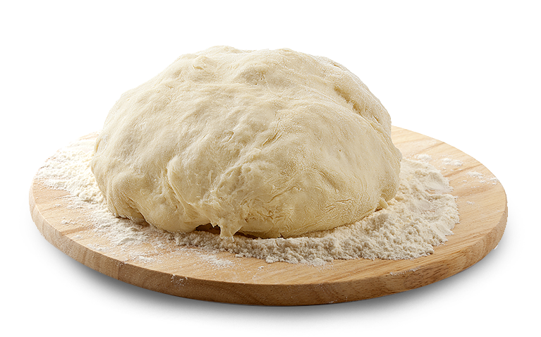 Proofed Bread Dough Ball Resting On Floured Wooden Board PNG Image