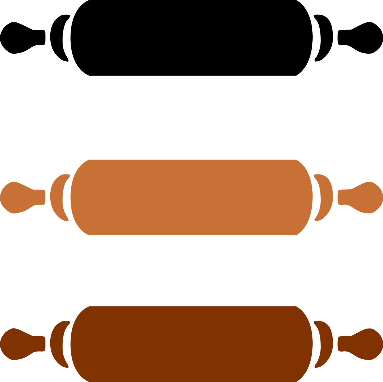 Three Rolling Pin Baking Tool Icons Black Tan And Brown PNG