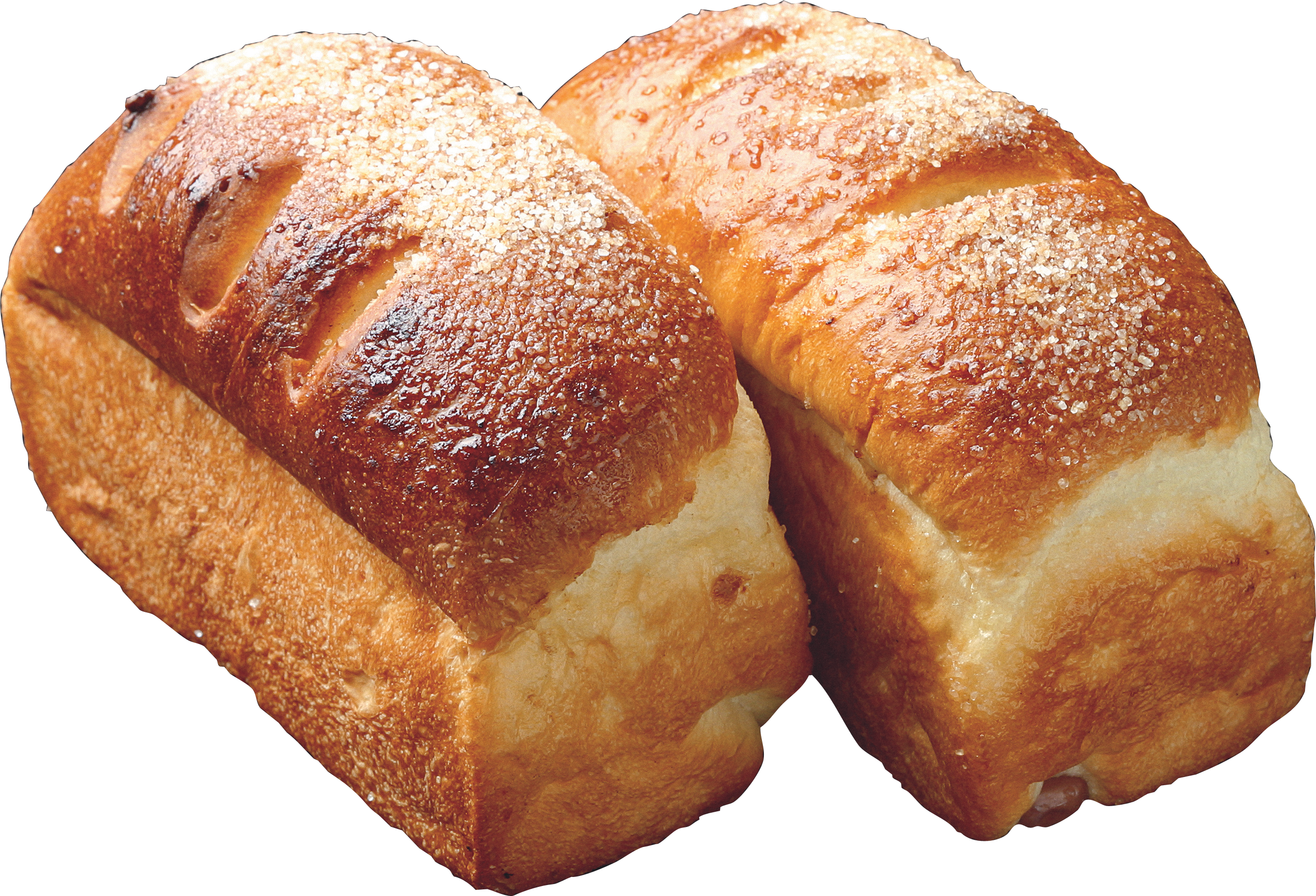 Two Golden Fresh Baked Bread Loaves Isolated PNG Food Photo