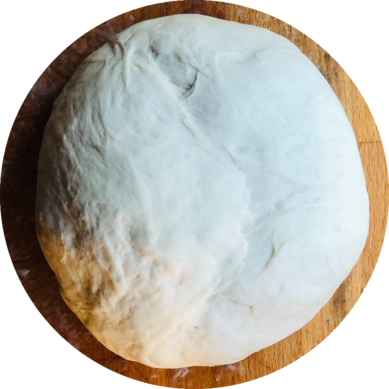 White Bread Dough Rising In A Round Wooden Bowl PNG Photo