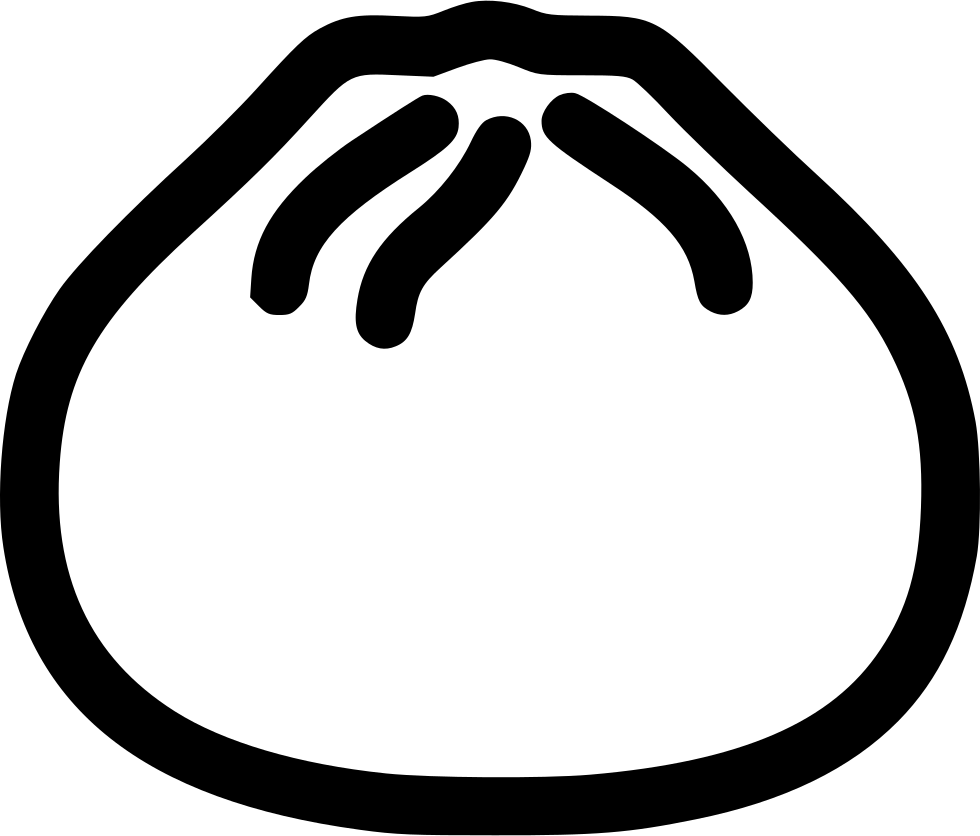 Black Outline Drawing Of A Steamed Dumpling Transparent Background PNG