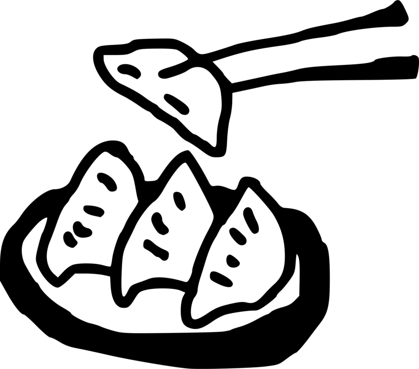 Chopsticks Lifting Gyoza From A Plate Minimal Line Art PNG
