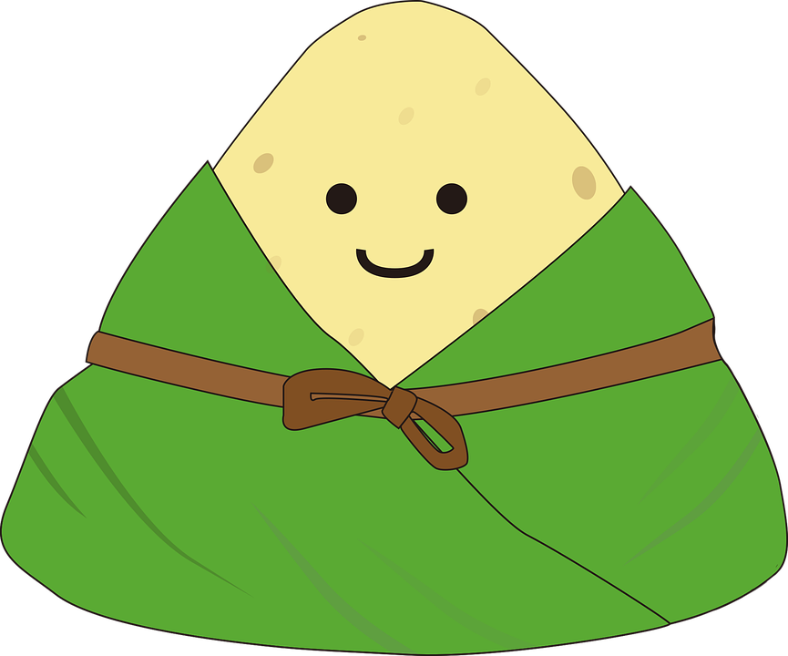 Cute Dumpling Character Wearing Green Leaf Wrap Cartoon PNG Illustration