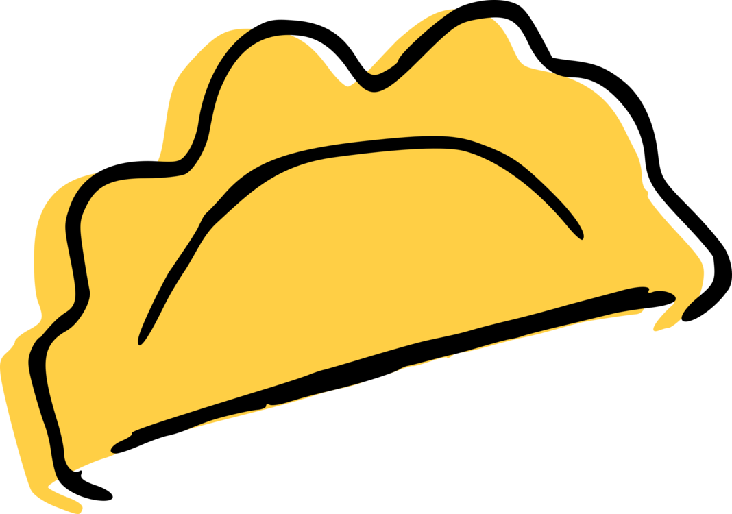 Cute Yellow Crescent Dumpling Cartoon With Black Outline PNG Clipart