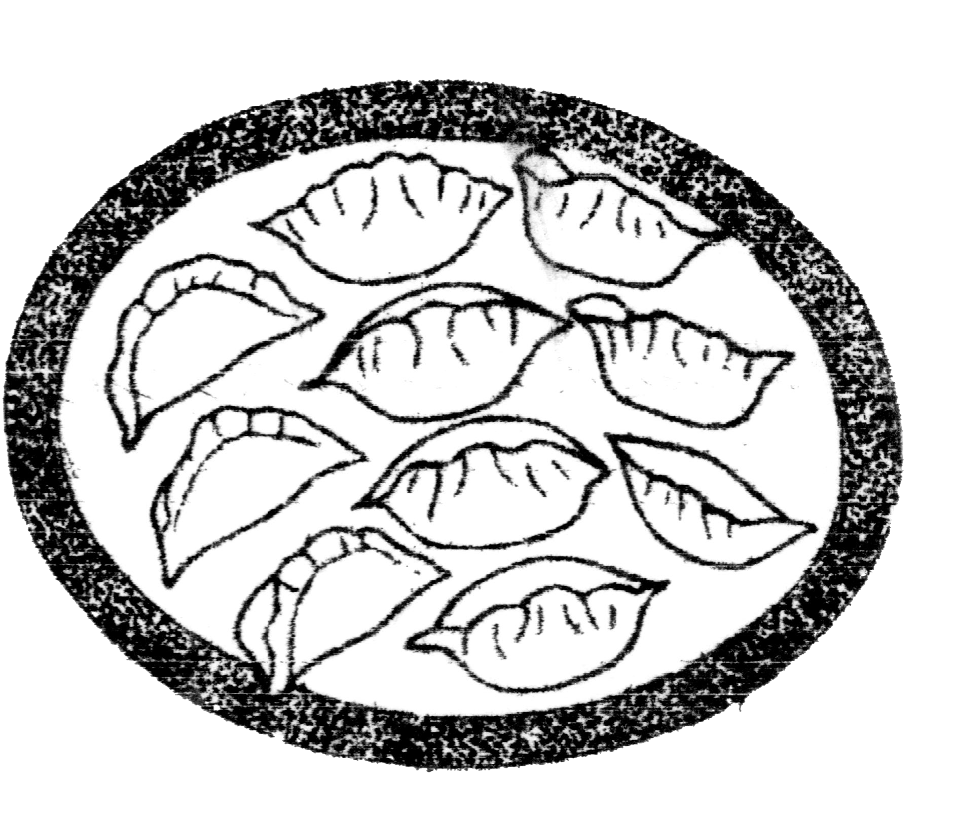 Hand Drawn Plate Of Dumplings Circular Black And White PNG Icon