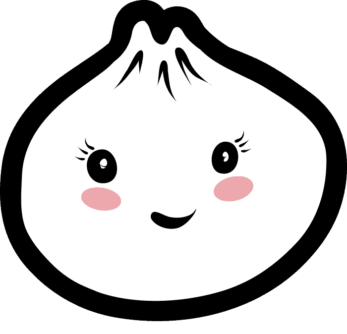 Kawaii Dumpling Face Character On Black Background PNG Illustration